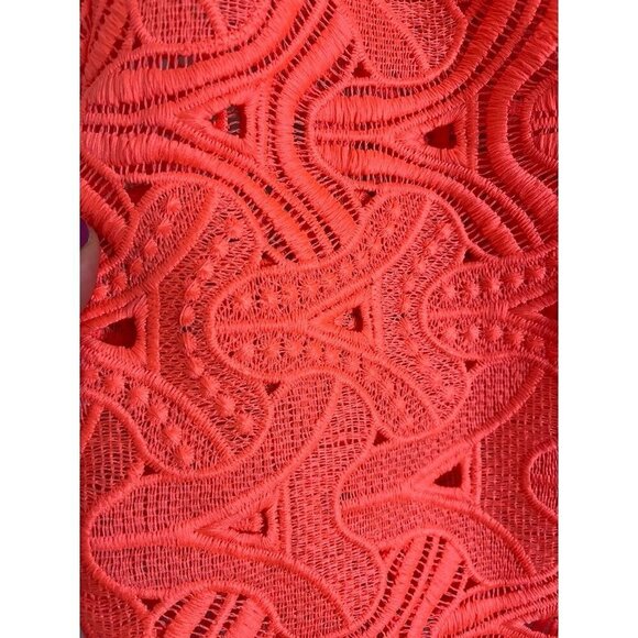 Gianni Bini Top S Orange Floral Lace Neon Coquette Feminine Coastal Preppy 80s - Picture 4 of 10